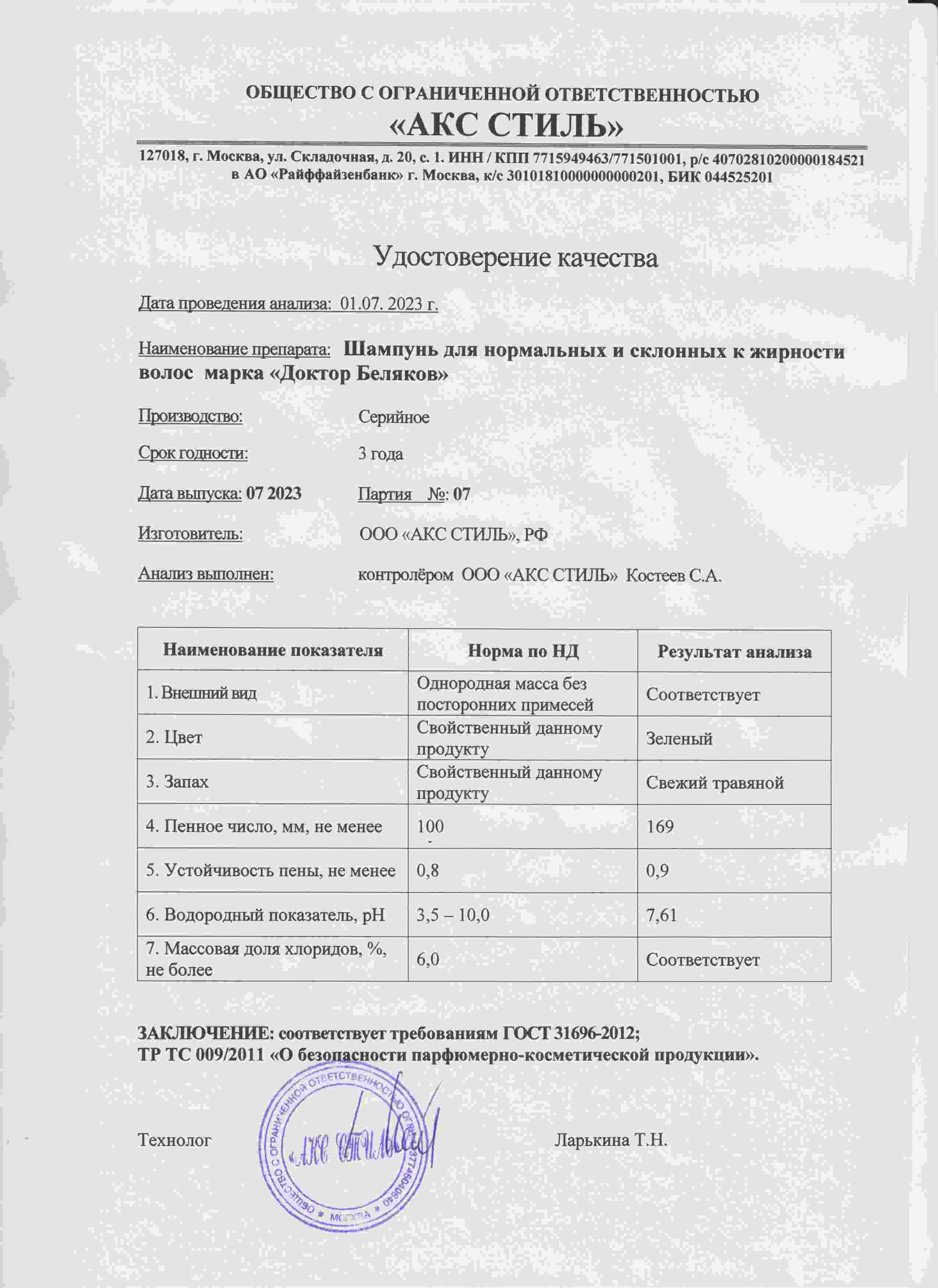 Паспорт №072023